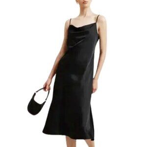 *50off3* Banana Republic Thick Satin Midi Slip Dress M/L Black